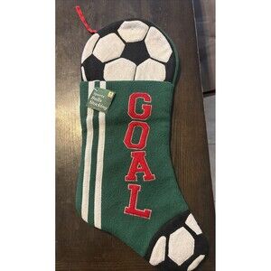 Soccer Christmas Stocking GOAL  Green Ball